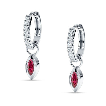 Marquise Drop Dangle Hoop Earring Ruby CZ 925 Sterling Silver Wholesale